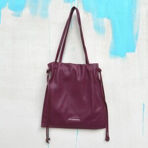 Genuine Adolfo Dominguez Red‎ Leather Bucket Bag Spain Y2K Vintage Purse Handbag